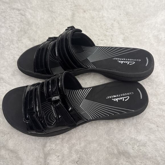 Clarks Cloudsteppers Breeze Piper Sandal Women’s Size 11 Black Patent Adjustable - Picture 3 of 6